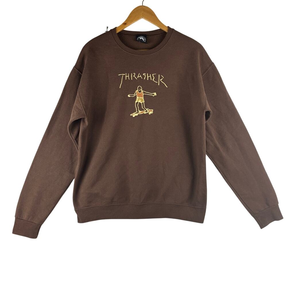 Thrasher Crewneck Sweatshirt Mens Medium Brown Gonz Graphic Skater Streetwear